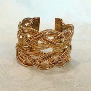 Gold Tone Braided Statement Cuff Bracelet